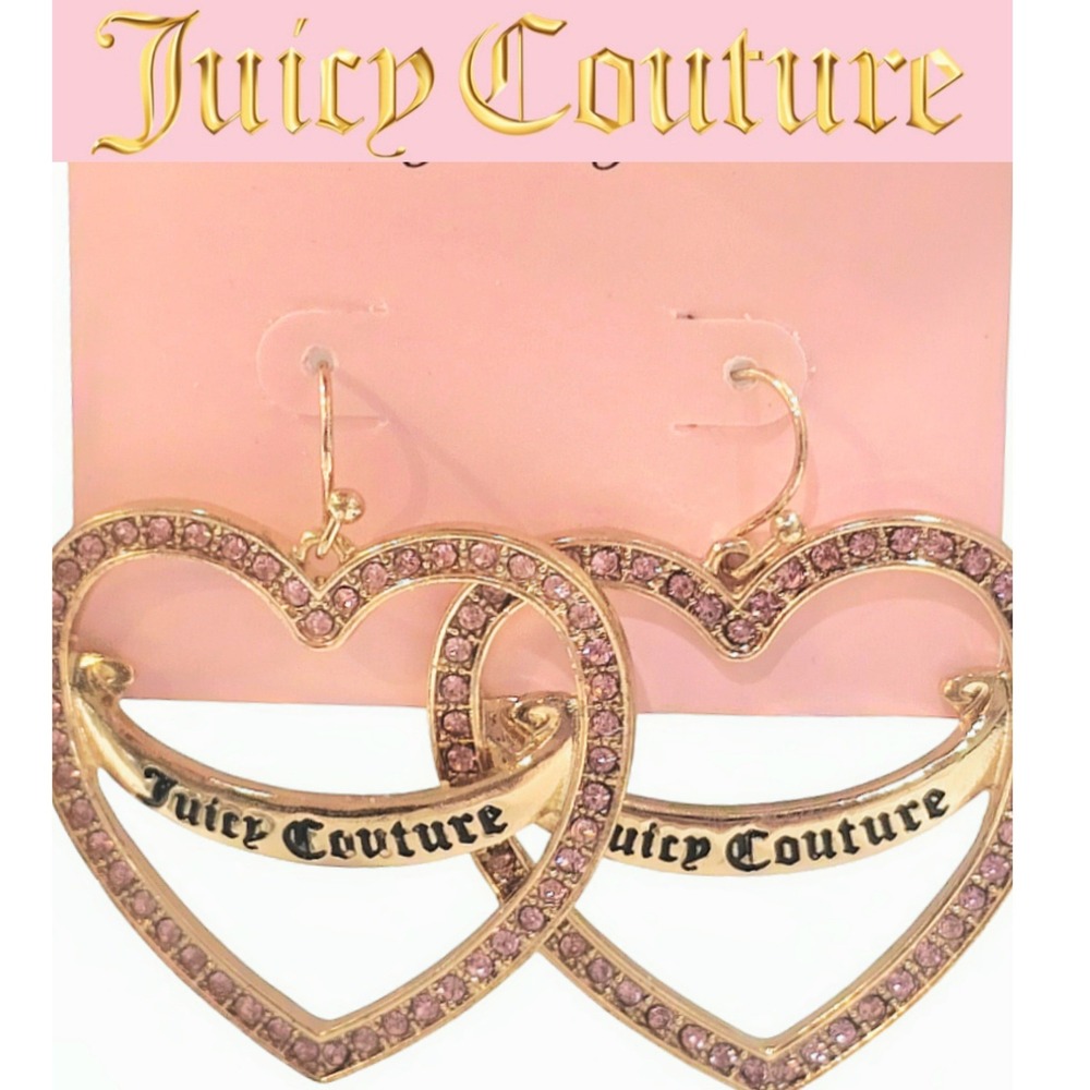 Juicy Couture Pink Rhinestone Drop‎ Earrings